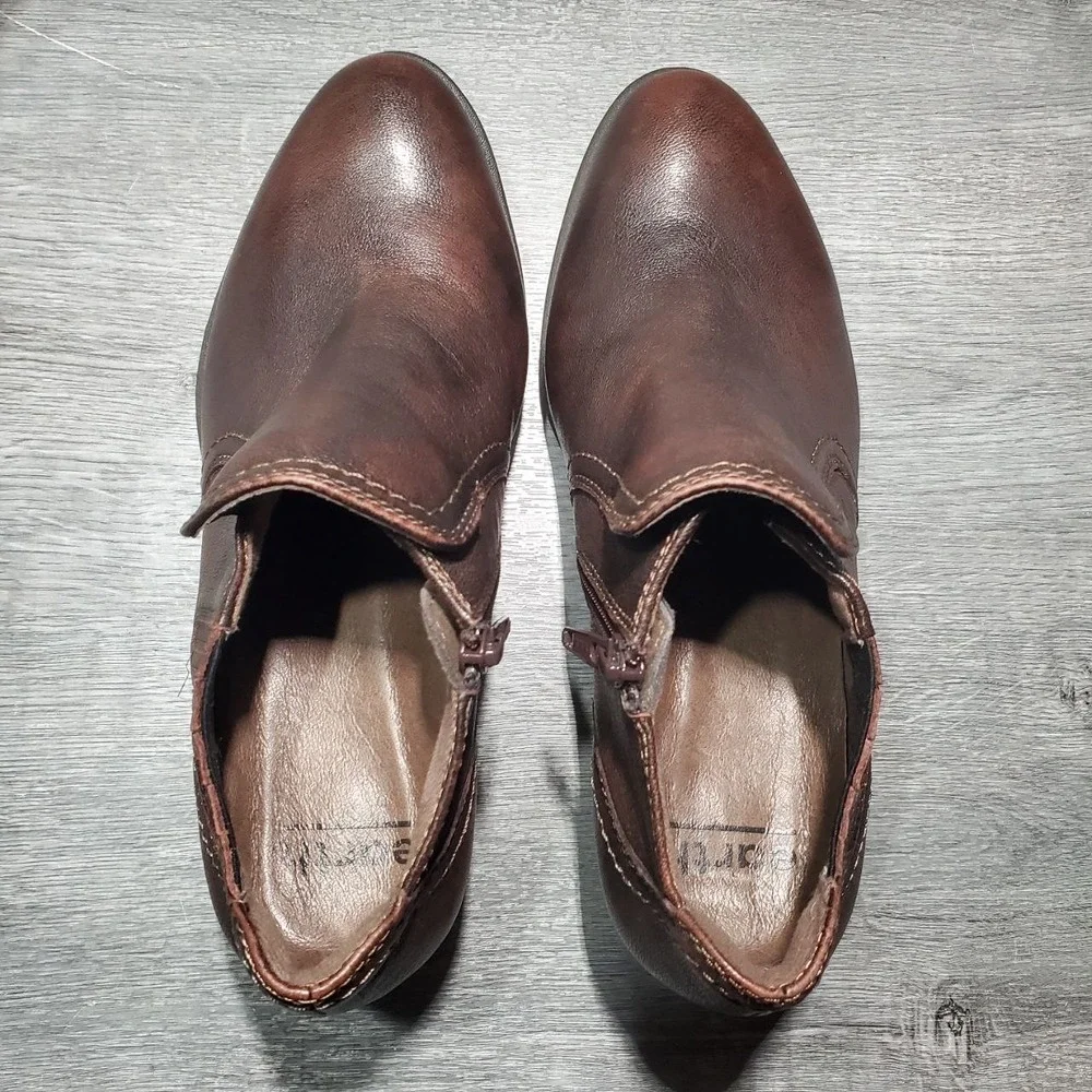 Earth Peak Peru Ankle Boots Womens 7.5‎ M Sunburn Brown Leather Zip Up Shoes